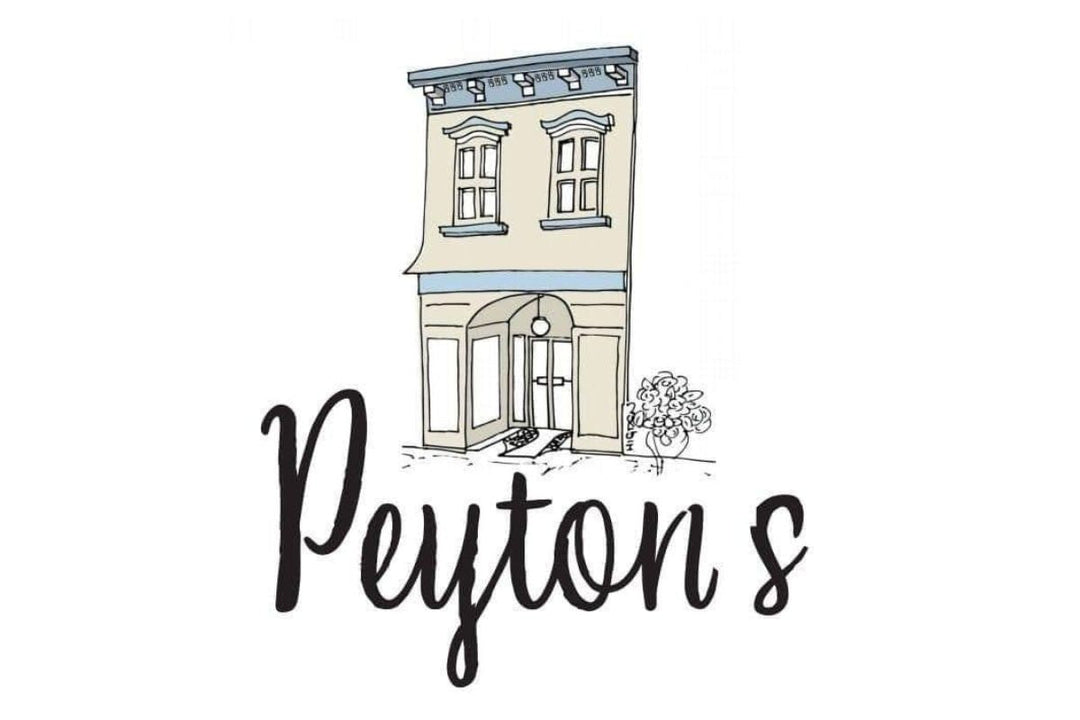 Illustration of a storefront with the name Peytons written below in a handwritten-style font.