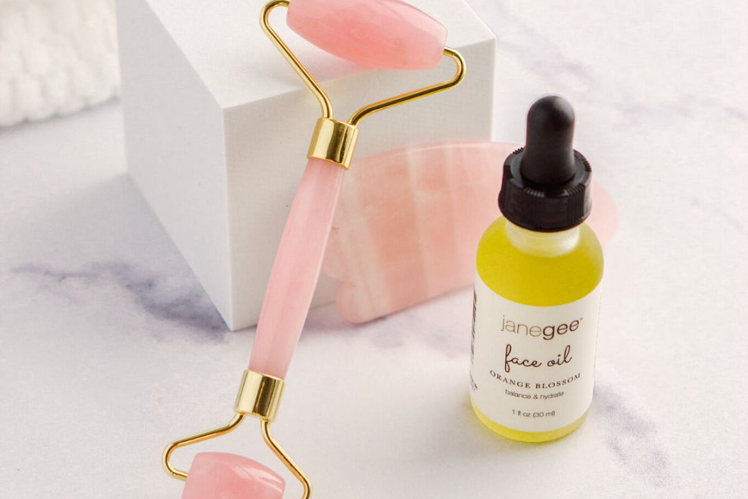 Facial Roller, Gua Sha, and janegee Face Oil
